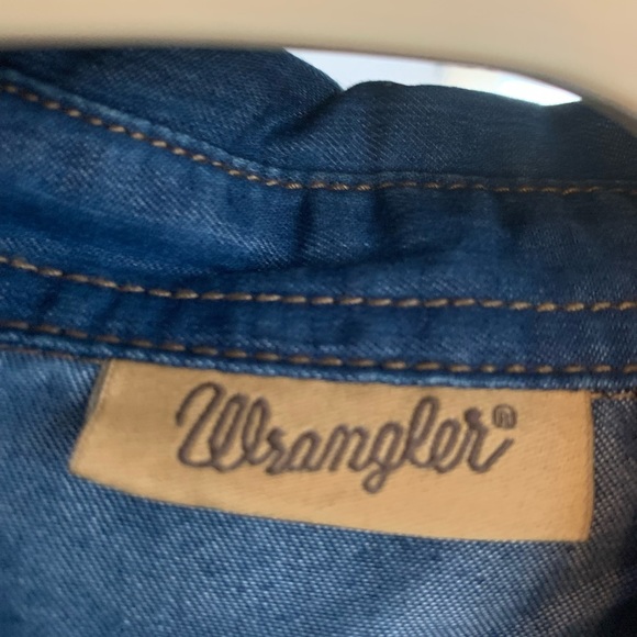 Wrangler Women’s Rodeo Denim Medium Western Cowgirl Belted Dress Blue Preowned - Picture 3 of 11